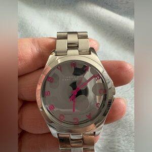 Marc by Marc Jacobs Silver Watch with Pink Accents